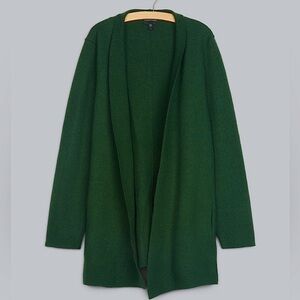 Eileen Fisher Forest Green Open Cardigan